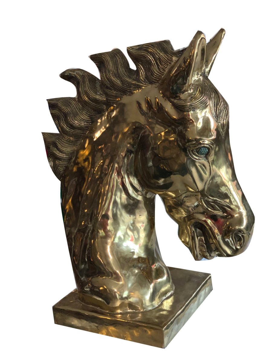 Brass and Crystal Horse Art Sculpture