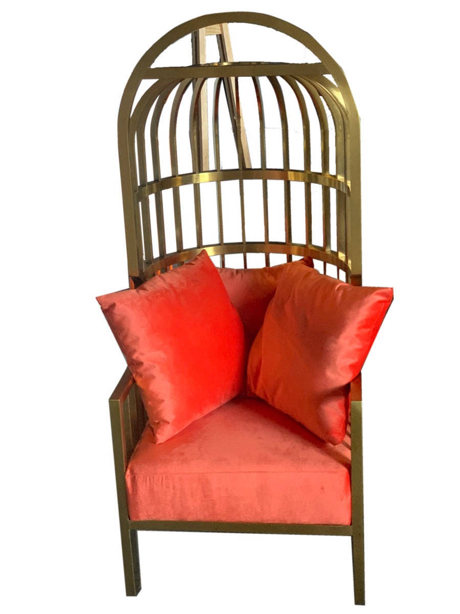 Louis Velvet and Gold Birdcage Chair