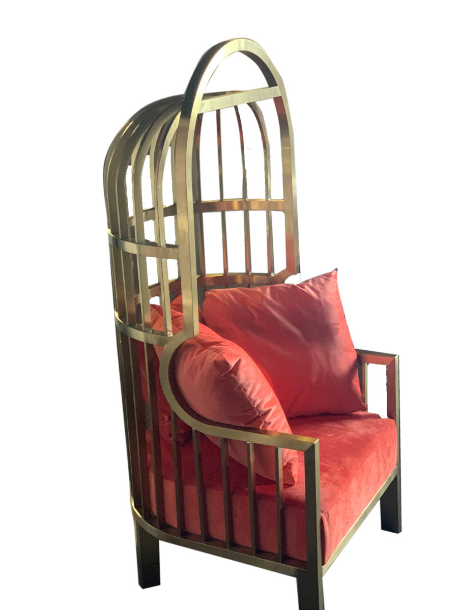 Louis Velvet and Gold Birdcage Chair