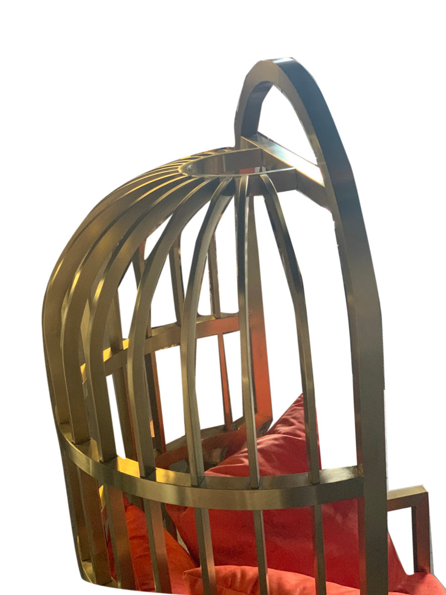 Louis Velvet and Gold Birdcage Chair