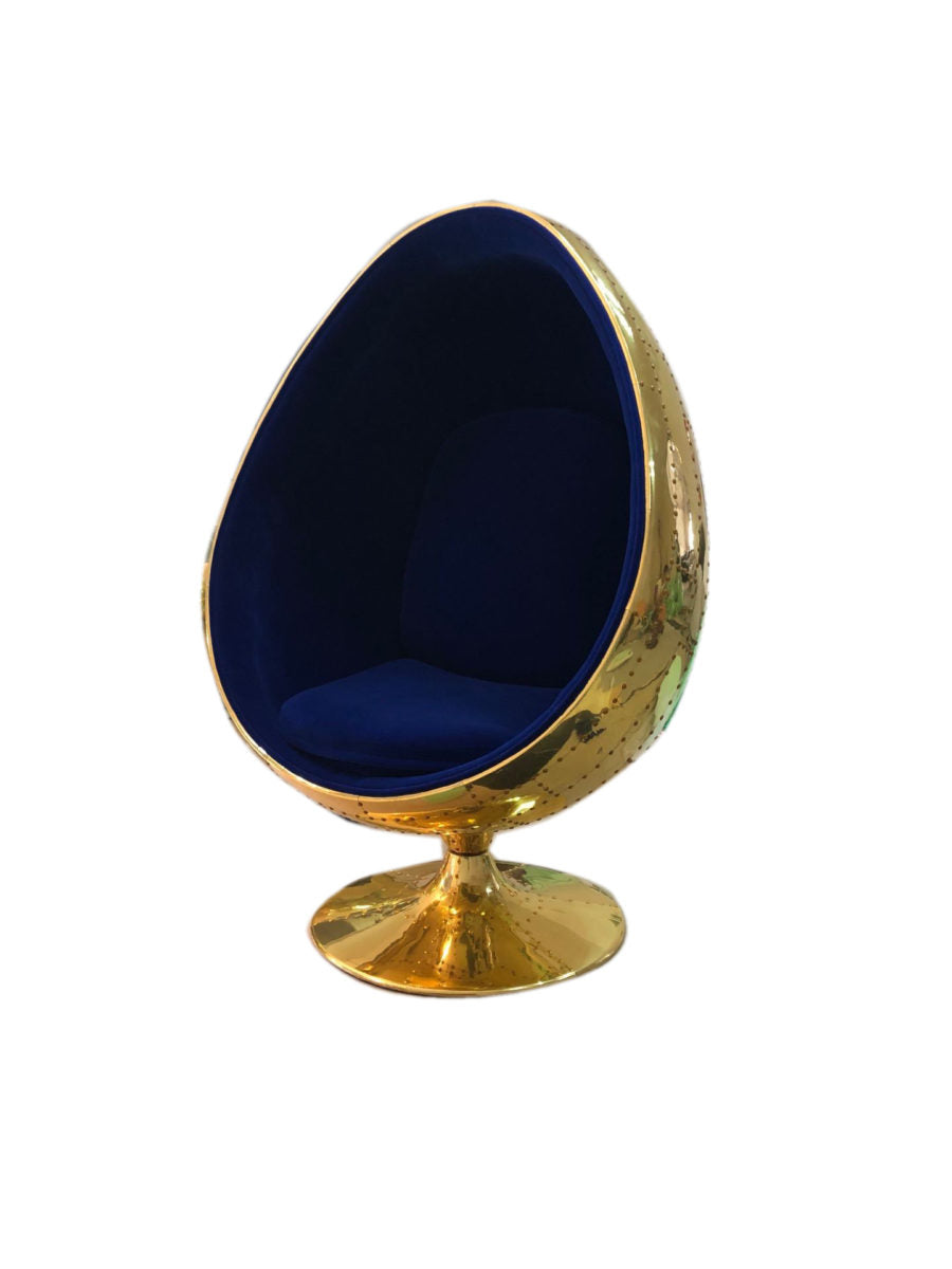 Admiral Pod Egg Chair in velvet and gold metal