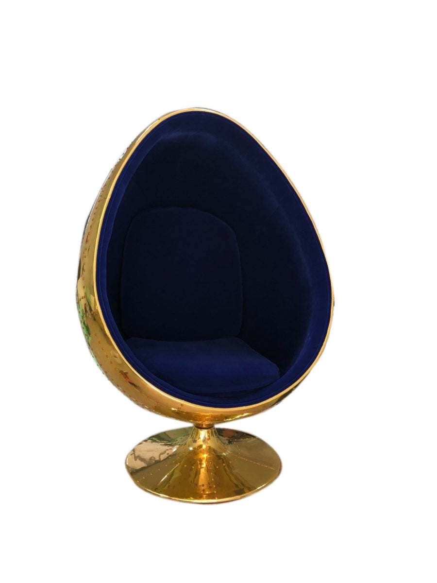 Admiral Pod Egg Chair in velvet and gold metal