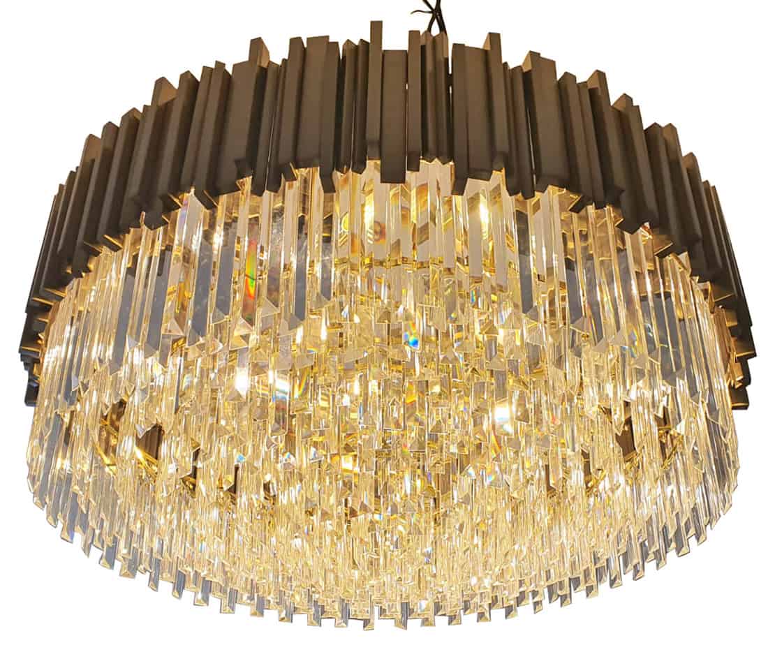 Zohar Round Crystal and Gold Metal Chandelier