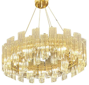 Zeus Round Crystal and Gold Metal Chandelier