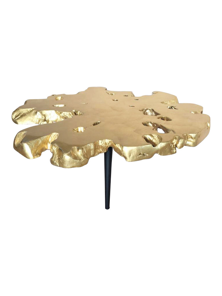 Aurum Tres Gold Leaf Teak Coffee Table - Round