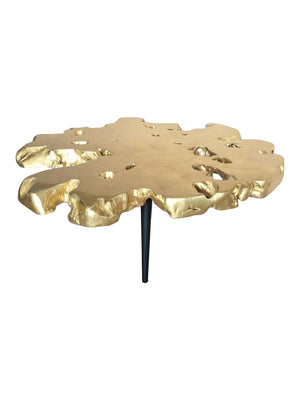 Aurum Tres Gold Leaf Teak Coffee Table - Round