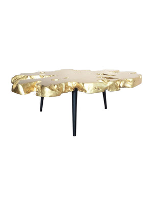 Aurum Tres Gold Leaf Teak Coffee Table - Round