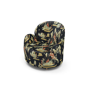 Strings Armchair - Plush Black-Beige Jacquard Fabric