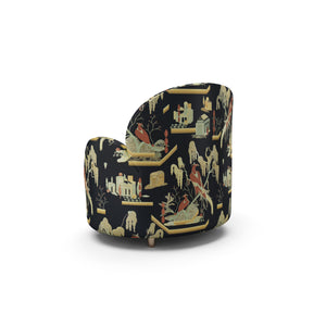 Strings Armchair - Plush Black-Beige Jacquard Fabric