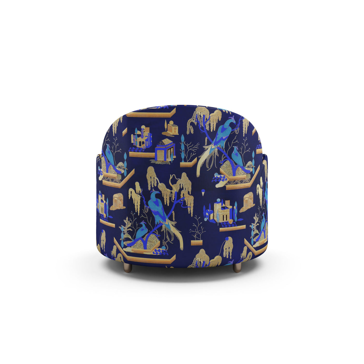 Strings Armchair - Plush Blue Jacquard Fabric