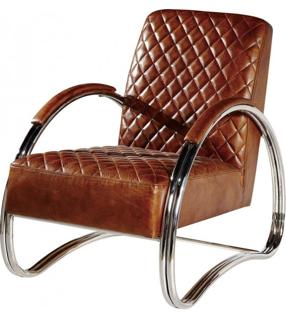 Pleated Leather Lounge Armchair