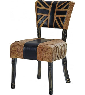 Vintage Leather Union Jack Dining Chair