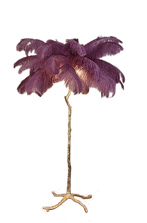 Ostro Genuine Ostrich Feather Brass Floor Lamp