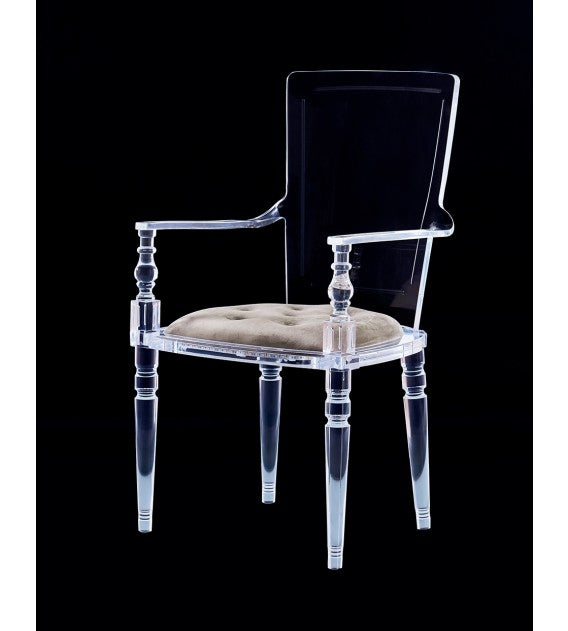 Laurence Lucite Acrylic Dining Chair with Chesterfiled Cushion - CUSTOMISE