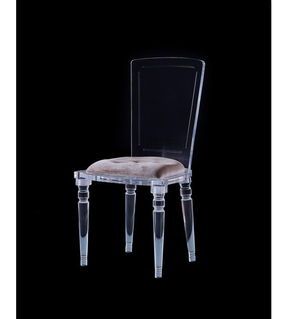 Abbey Lucite Acrylic Armless Dining Chair with Chesterfield Cushion - CUSTOMISE