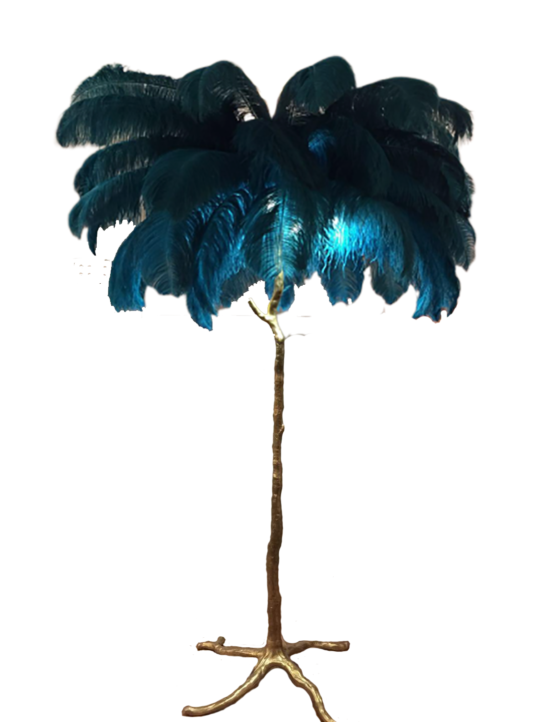 Ostro Genuine Ostrich Feather Brass Floor Lamp