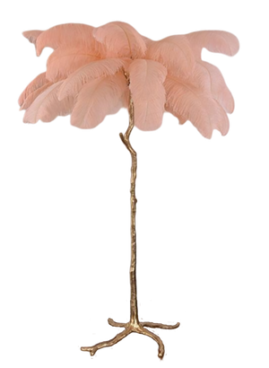 Ostro Genuine Ostrich Feather Brass Floor Lamp