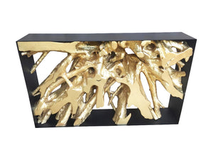 Aurum Gold Leaf  and Teak Wood Console