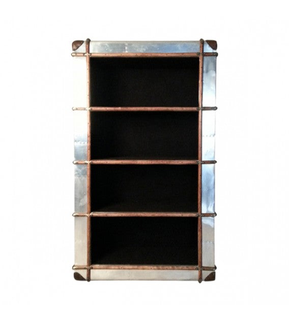 Turbojet Brass, Wood and Canvas Bookshelf