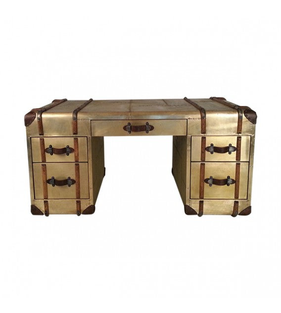 Turbojet Brass and Wood Desk