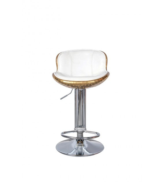 The Baron X2 Polished Brass and White Leather Bar Stool