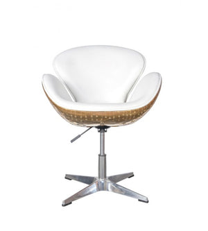 Gauntlet Polished Brass and White Leather Swan Chair