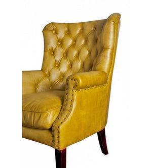 Chesti Mustard Chesterfield Leather Armchair