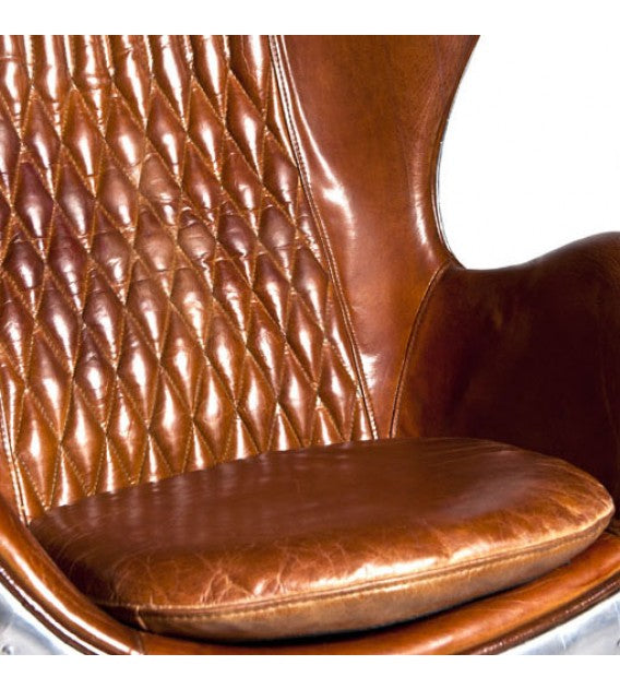 Admiral Brown Leather and Aluminium Egg Chair