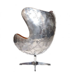 Admiral Brown Leather and Aluminium Egg Chair