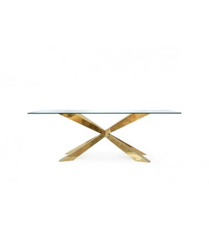 Spyder Glass Top and Brass Dining Table