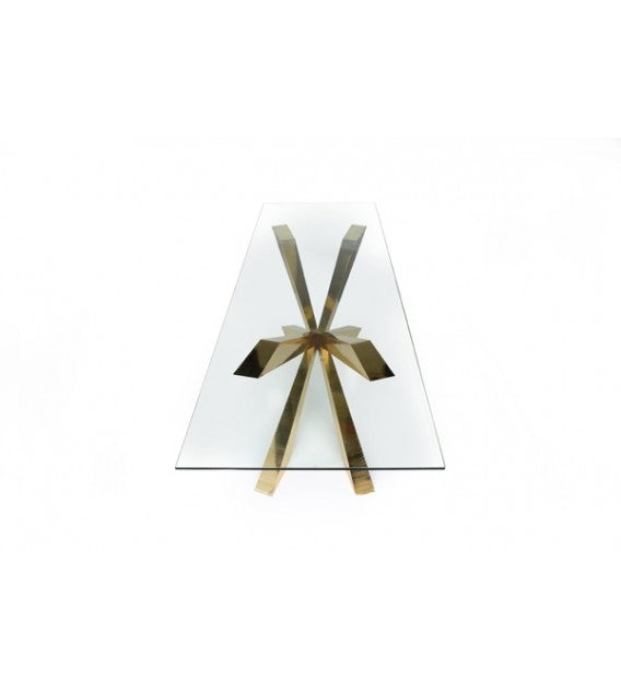 Spyder Glass Top and Brass Dining Table