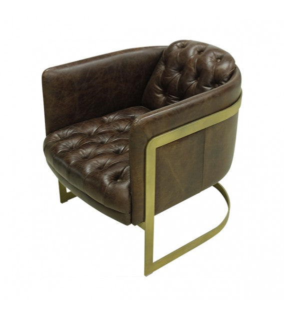 Gatsby Vintage Brown Leather and Iron Armchair