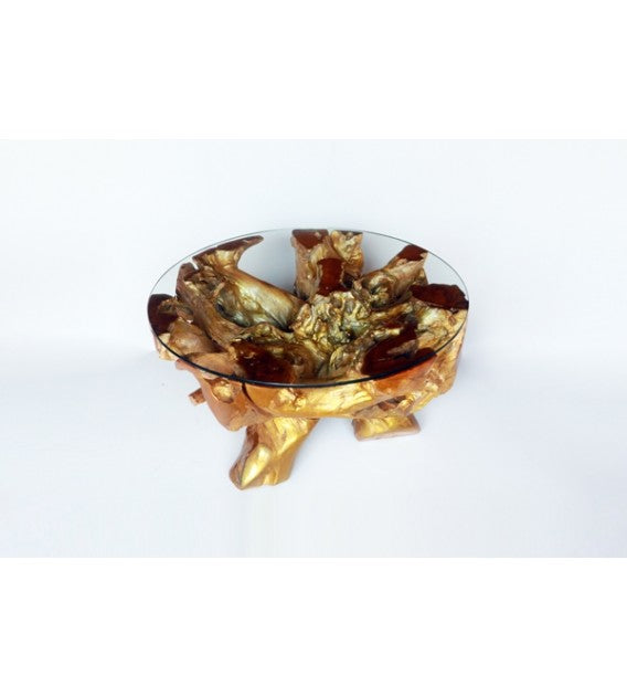 Gold Teak Root Round Coffee Table