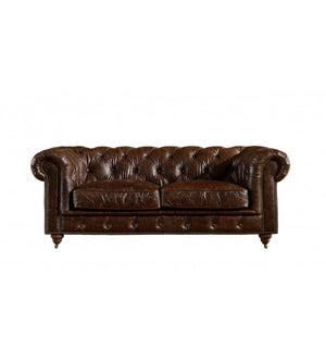 Winston Two Seat Classic Vintage Leather Chesterfield lounge - Cigar Brown