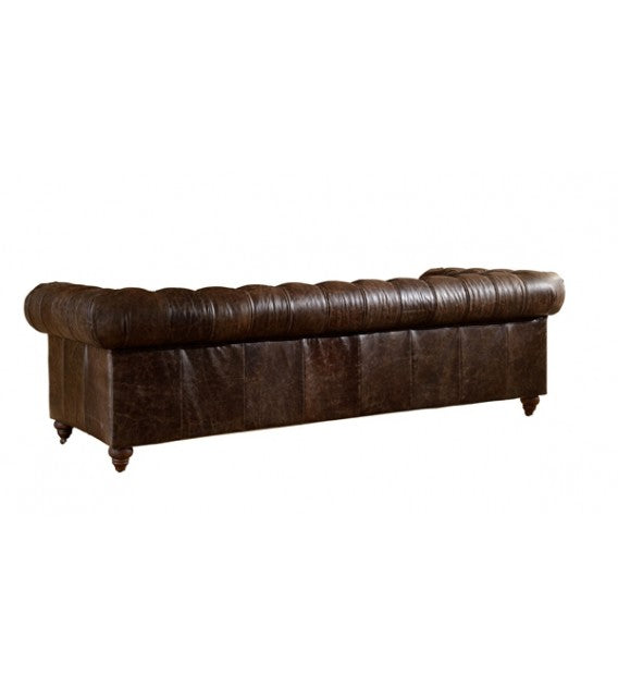 Winston Three Seat Classic Vintage Leather Chesterfield Lounge - Cigar Brown