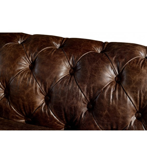 Winston Three Seat Classic Vintage Leather Chesterfield Lounge - Cigar Brown